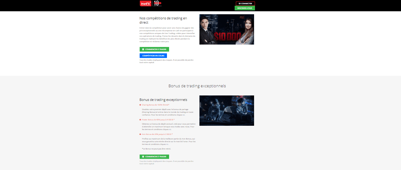 Bonus et promotions de IronFX